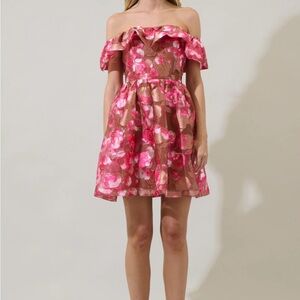 Sugarlips Pink and Brown Strapless Dress